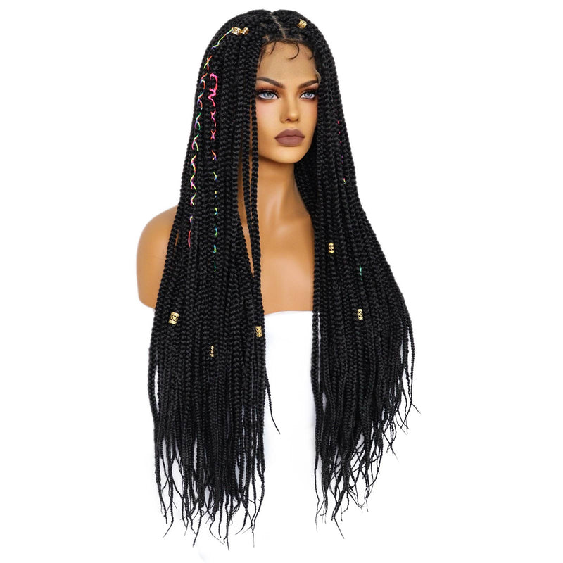 10*5 synthetic super long 1B# Black Braided lace front wig for black women popular new arrive &1pc wigcap | G1905407