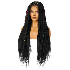 10*5 synthetic super long 1B# Black Braided lace front wig for black women popular new arrive &1pc wigcap | G1905407