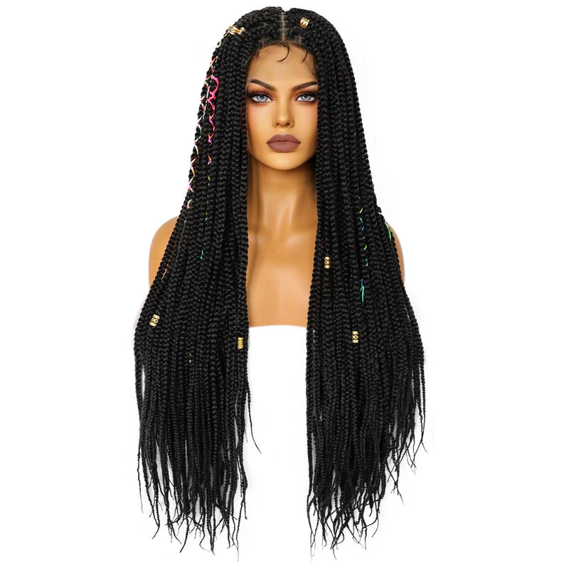 10*5 synthetic super long 1B# Black Braided lace front wig for black women popular new arrive &1pc wigcap | G1905407