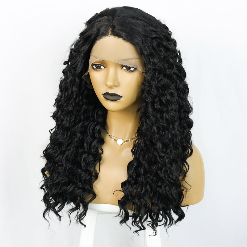 13*1 synthetic lace front wig high quality low price 1B black wig for women &1pc wigcap | G1905421C