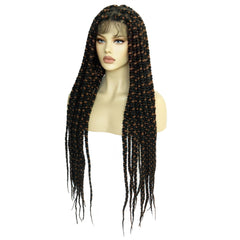 36inch long black and brown braided full lace wig for black women with 1pc wigcap | G1905454