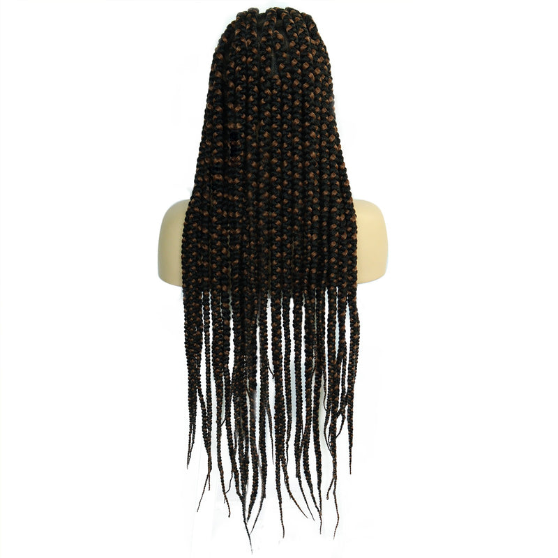 36inch long black and brown braided full lace wig for black women with 1pc wigcap | G1905454