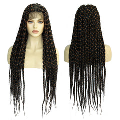 36inch long black and brown braided full lace wig for black women with 1pc wigcap | G1905454