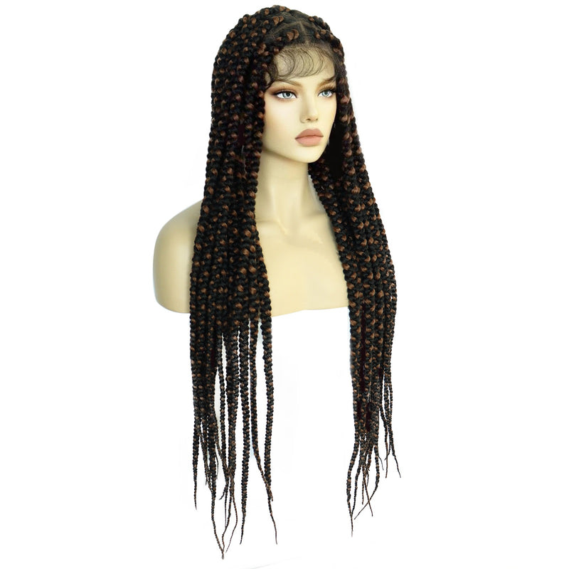 36inch long black and brown braided full lace wig for black women with 1pc wigcap | G1905454