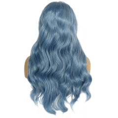 13*3 synthetic lace front wig middle parted hairstyle blue body wave hair for women &1pc wigcap | G1905462