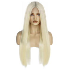 13*6 synthetic lace front wig 613# blonde straight hair for women &1pc wigcap | G1905790