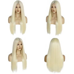 13*6 synthetic lace front wig 613# blonde straight hair for women &1pc wigcap | G1905790