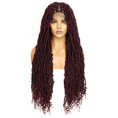 10*5 Lace front wig 36inch super long red braided wig for black women &1pc wigcap | G1905811