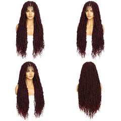 10*5 Lace front wig 36inch super long red braided wig for black women &1pc wigcap | G1905811