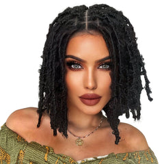 Anogol 10*5 medium length butterfly 1B# black braided lace front wig with baby hair for women |G1905560