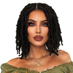 Anogol 10*5 medium length butterfly 1B# black braided lace front wig with baby hair for women |G1905560