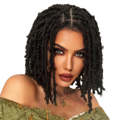 Anogol 10*5 medium length butterfly 1B# black braided lace front wig with baby hair for women |G1905560