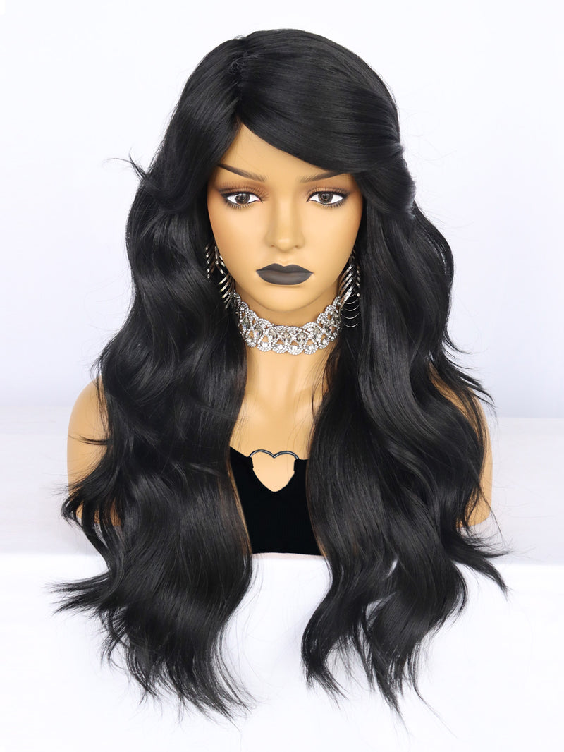 20 inch Wavy Black Synthetic Wigs for Women | FU2031745 - Anogol