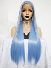 13*1 T Shape Straight 2 Tone Ombre Blue Lace Front Wig | G1901632C - Anogol