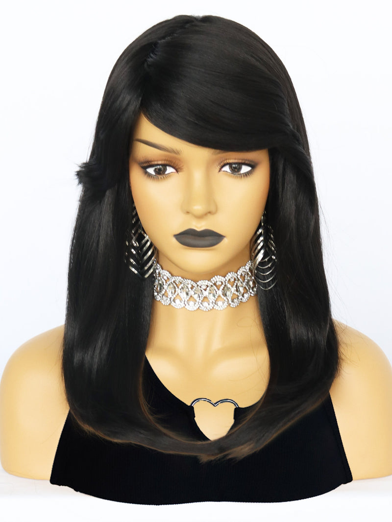 20 inches Straight Black Synthetic Wigs | FU2031746 - Anogol