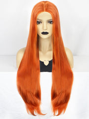 13*1 T Shape Straight Orange Synthetic Lace Front Wig | G1611077C - Anogol