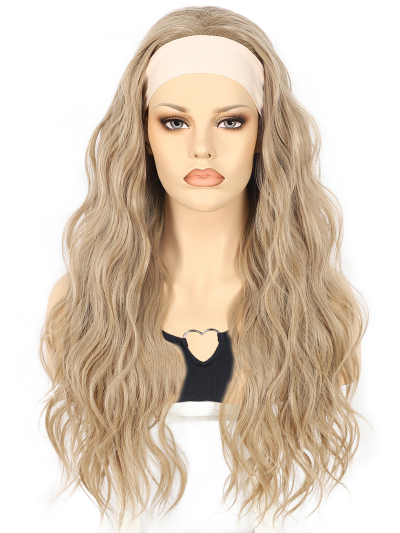 26 inch Headband Wigs Synthetic Long Wavy Ash Blonde Wigs | DM203620 - Anogol