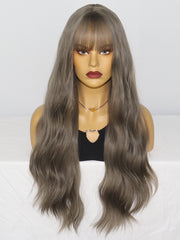 Long Wavy Gray Synthetic Wigs with Bangs for Women | TGG-005 - Anogol