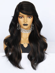 24 inch Wavy 2 Tone Black and Brown Synthetic Wigs | FU2031726 - Anogol