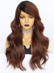 25 inch Wavy Ombre Brown Synthetic Wigs for Women | FU2031711 - Anogol