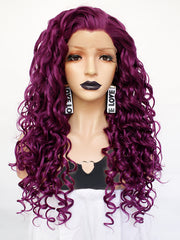 13*3 Curly Purple Synthetic Lace Front Wig for Women | G1611207 - Anogol