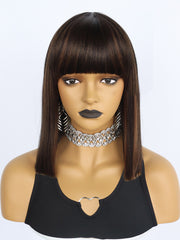 14 inches Short 2 Tone Black and Brown Bob Synthetic Wigs | FU2031724 - Anogol