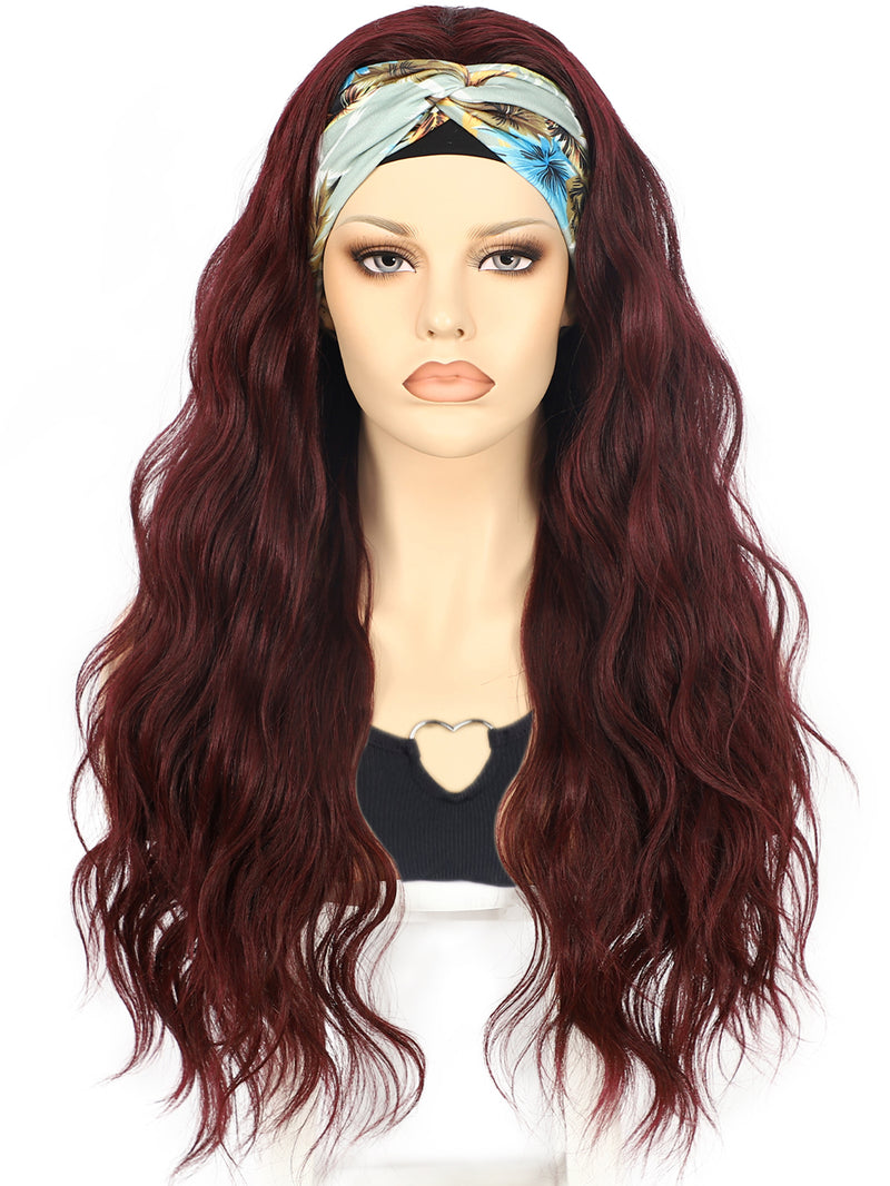 26 inch Long Wavy Burgundy Red Headband Wigs | DM203621 - Anogol