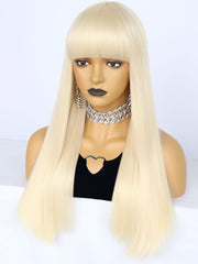 26 inches Straight Blonde Synthetic Wigs with Bangs | FU2031732 - Anogol