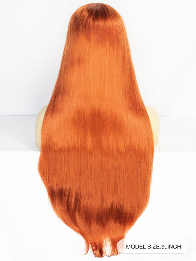 13*1 T Shape Straight Orange Synthetic Lace Front Wig | G1611077C - Anogol