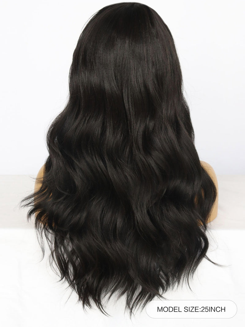 25 inch Wavy Black Synthetic Wigs for Women | FU2031717 - Anogol