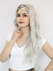 26 inch Long Body Wave Gray Silver Headband Wigs for Women | DM203619 - Anogol