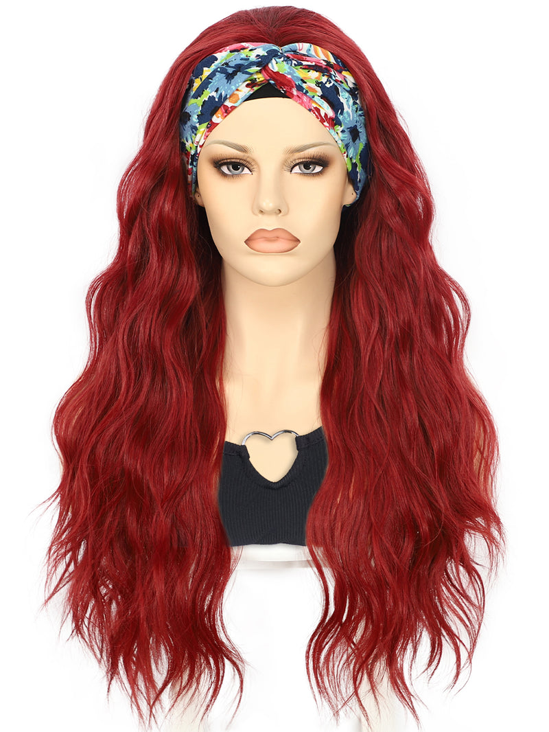 26 inch Glueless Red Wavy Headband Wigs for Women | DM203617 - Anogol