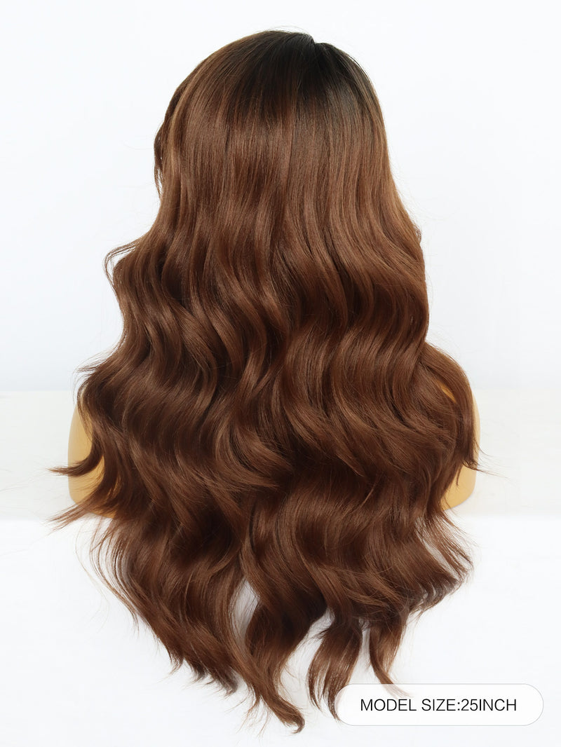 25 inch Wavy Ombre Brown Synthetic Wigs for Women | FU2031711 - Anogol