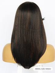 19 inch Straight 2 Tone Black and Brown Synthetic Wigs | FU2031713 - Anogol