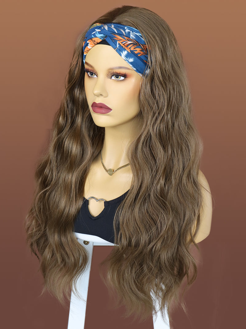 26 inch Long Wavy Brown Headband Wigs for Black Women| DM203612 - Anogol