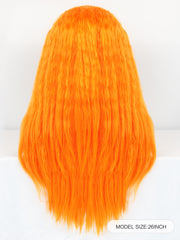 13*3 Curly Orange Synthetic Lace Front Wig | G1808608 - Anogol