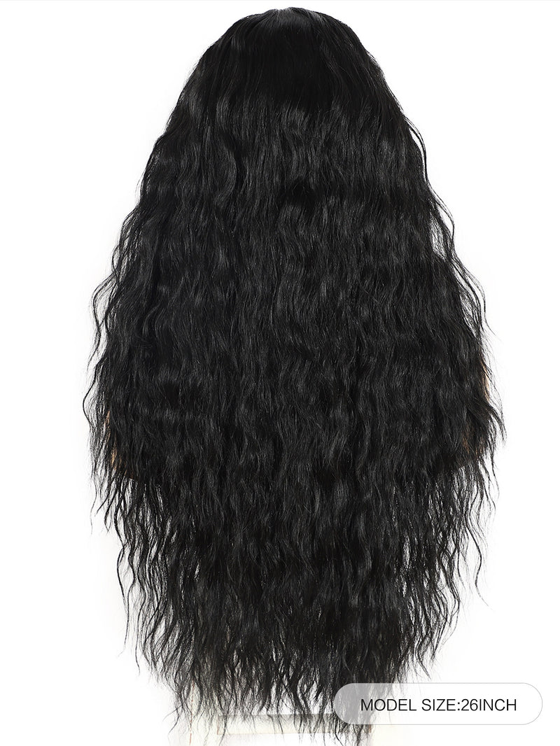 13*1 T Shape Curly Synthetic Black Lace Front Wigs for Women| FU1905033C - Anogol