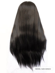 13*1 Long Straight Black Synthetic Lace Front Wig | Z1611127C - Anogol