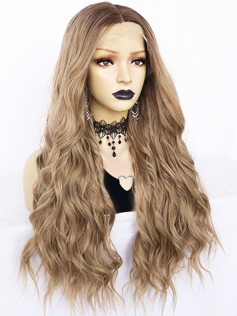 13*1 T Shape Wavy Blonde Lace Front Wig | G1904849C - Anogol