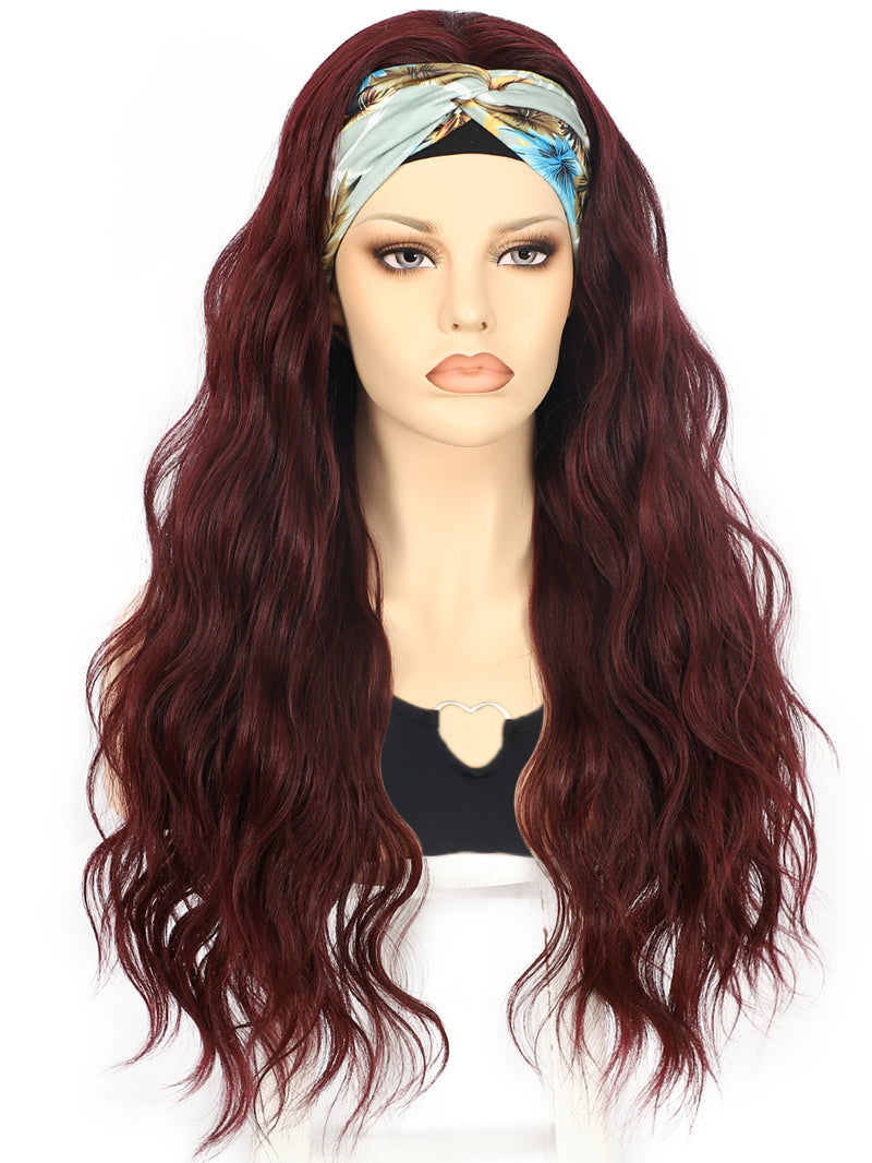 26 inch Long Wavy Burgundy Red Headband Wigs | DM203621 - Anogol