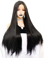 13*1 Long Straight Black Synthetic Lace Front Wig | Z1611127C - Anogol