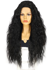 13*1 T Shape Curly Synthetic Black Lace Front Wigs for Women| FU1905033C - Anogol