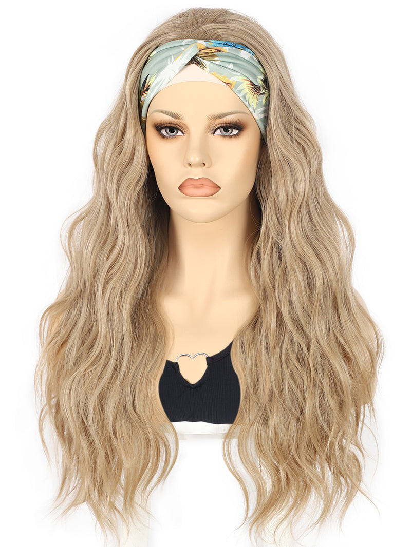 26 inch Headband Wigs Synthetic Long Wavy Ash Blonde Wigs | DM203620 - Anogol