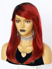 20 inch Straight Black Ombre Red Synthetic Wigs | FU2031748 - Anogol