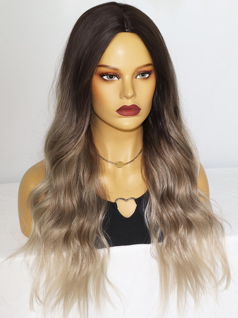 Long Wavy Ombre Brown Blonde Synthetic Wigs for Women| LC179-5 - Anogol