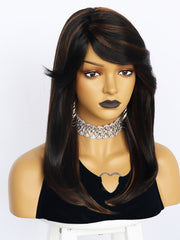 19 inch Straight 2 Tone Black and Brown Synthetic Wigs | FU2031713 - Anogol