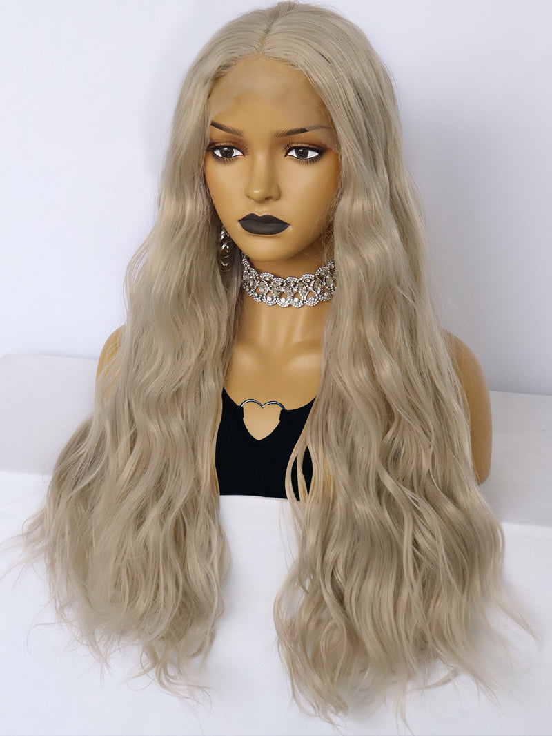 13*1 Wavy Blonde Lace Front Wig Synthetic Hair | G1901634C - Anogol