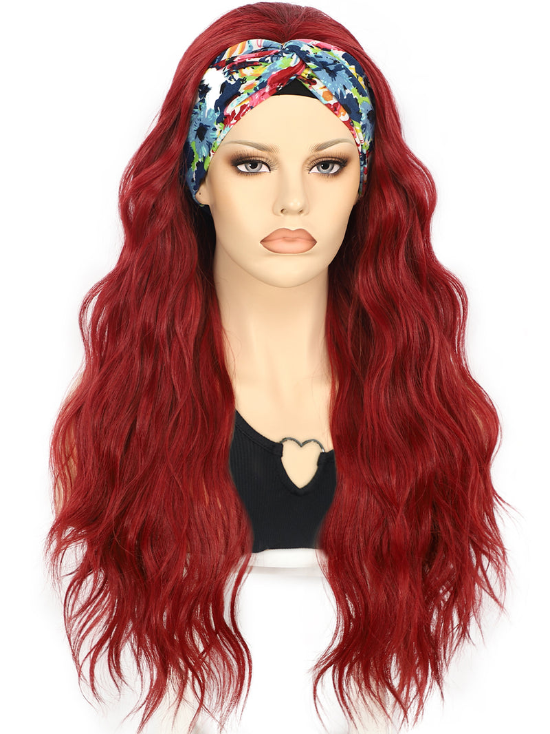 26 inch Glueless Red Wavy Headband Wigs for Women | DM203617 - Anogol