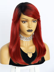 20 inch Straight Black Ombre Red Synthetic Wigs | FU2031748 - Anogol