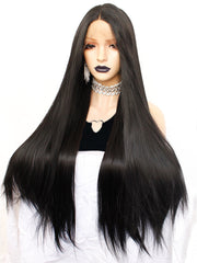 13*1 Long Straight Black Synthetic Lace Front Wig | Z1611127C - Anogol